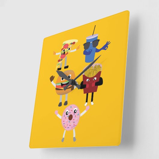 Food Characters スクエア壁時計 (傾斜)