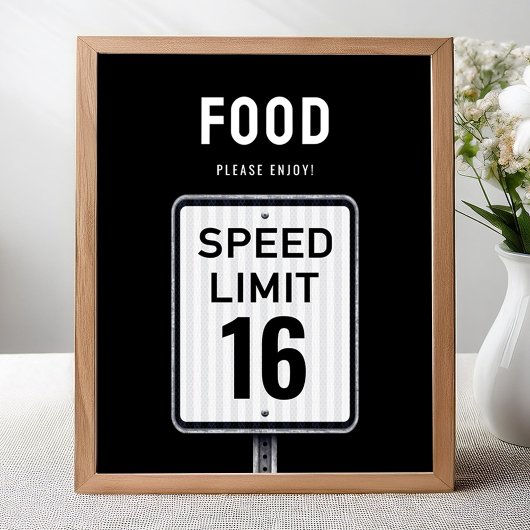 Food corner sign 16th Birthday Speed Limit  ポスター