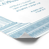 Food corner table Sign in blue ポスター (角)