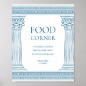 Food corner table Sign in blue ポスター (正面)