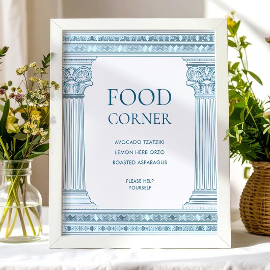 Food corner table Sign in blue ポスター