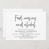 Food, Cousins and Alcohol, Casual Bridal Shower 招待状 (正面/裏面)