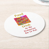 Food Drink At Restaurant Bar Or Pub White ラウンドペーパーコースター (アングル)