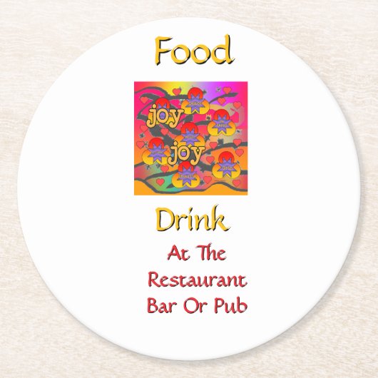 Food Drink At Restaurant Bar Or Pub White ラウンドペーパーコースター (正面)