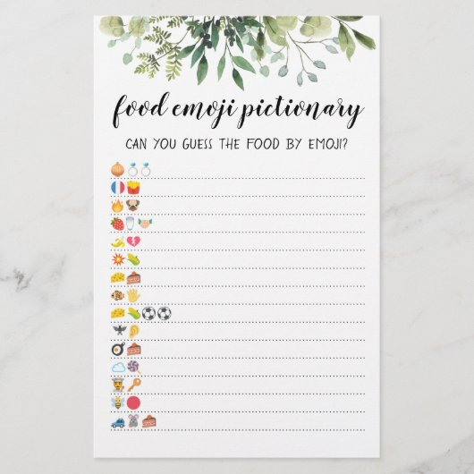 Food Emoji Pictionaryゲームのクイズと回答 (正面)