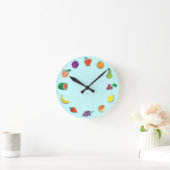 Food For Thought_Totally Fruity_light blue ラウンド壁時計 (ホーム)