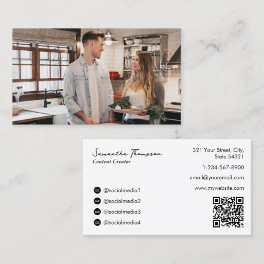 Food Influencer Blogger Content Creator Full Photo 名刺 (正面/裏面)