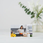 Food Influencer Content Creator写真QRコード 名刺 (スタンド正面)