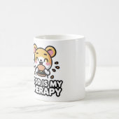 Food Is My Therapy Funny Coffee Mug – Cute Kawaii コーヒーマグカップ (正面右)