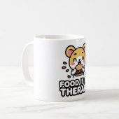 Food Is My Therapy Funny Coffee Mug – Cute Kawaii コーヒーマグカップ (正面左)