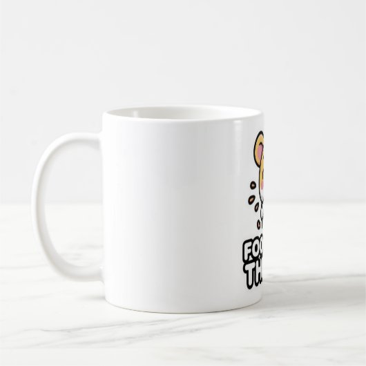 Food Is My Therapy Funny Coffee Mug – Cute Kawaii コーヒーマグカップ (左)