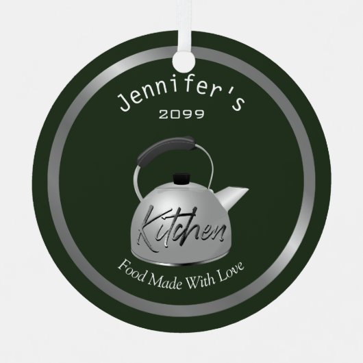 Food Made With Love Teapot Christmas Ornament メタルオーナメント (正面)