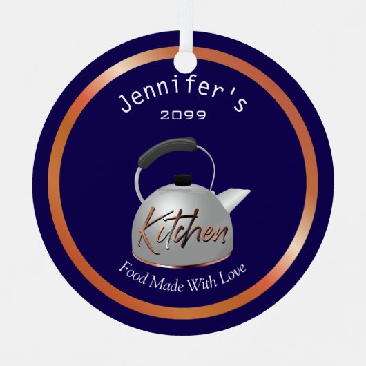 Food Made With Love Teapot Christmas Ornament  メタルオーナメント (正面)