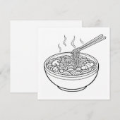Food Noodle Black White Coloring Page Card (正面/裏面)