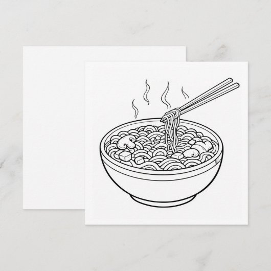 Food Noodle Black White Coloring Page Card (正面/裏面)