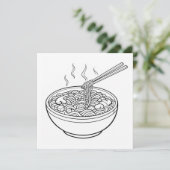 Food Noodle Black White Coloring Page Card (スタンド正面)