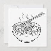 Food Noodle Black White Coloring Page Card (正面)