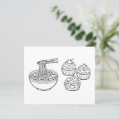 Food Noodles Cupcake Black White Coloring Page (スタンド正面)