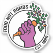 Food Not Bombsロゴ テキストと年号 シール (正面)
