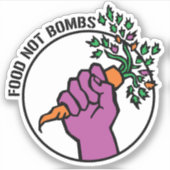 Food Not Bombsロゴ＋テキスト シール (正面)