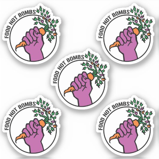 Food Not Bombs logo sticker pack w/text シール (正面)
