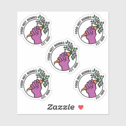 Food Not Bombs logo sticker pack w/text & year シール (シート)