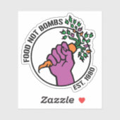 Food Not Bombs logo w/text & year シール (シート)