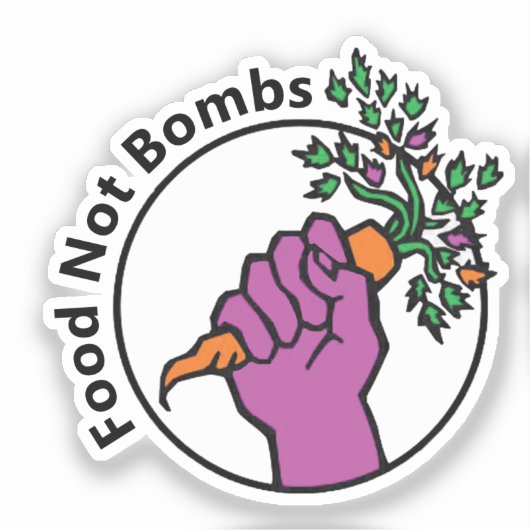 Food Not Bombs logo with text シール (正面)