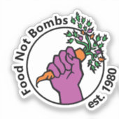 Food Not Bombs logo with text シール (正面)