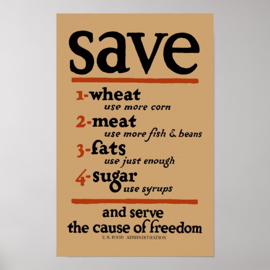 FOOD Poster, World War I Era Food 人気があるプリント ポスター (正面)