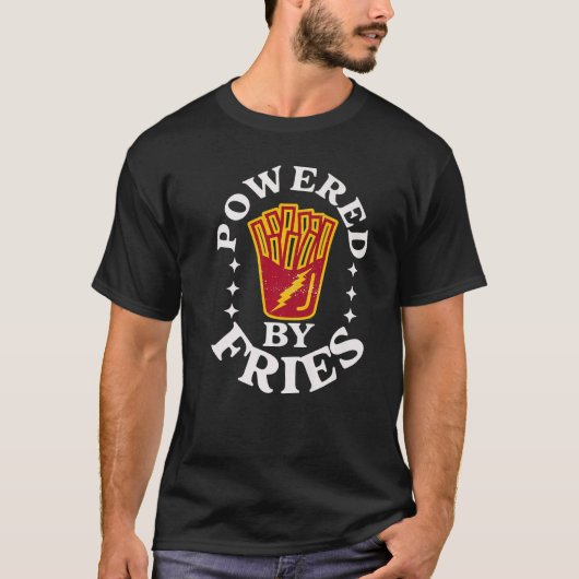 Food Quotes Pun Powered By Fries French Fry Tシャツ (正面)