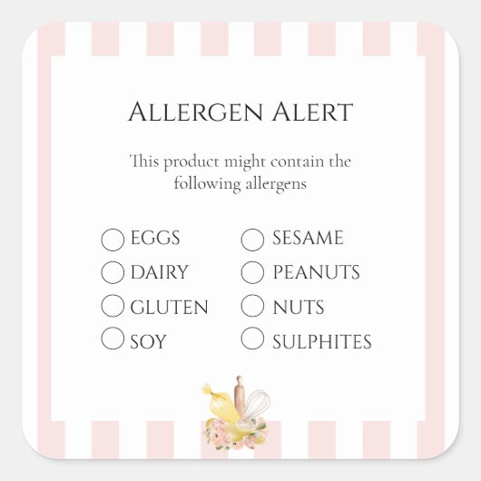 Food Safety Alergenアラート スクエアシール (正面)