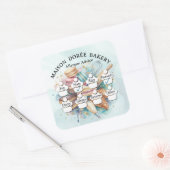 Food Safety Allergy Alert Bakery Pastry Chef Gold スクエアシール (封筒)