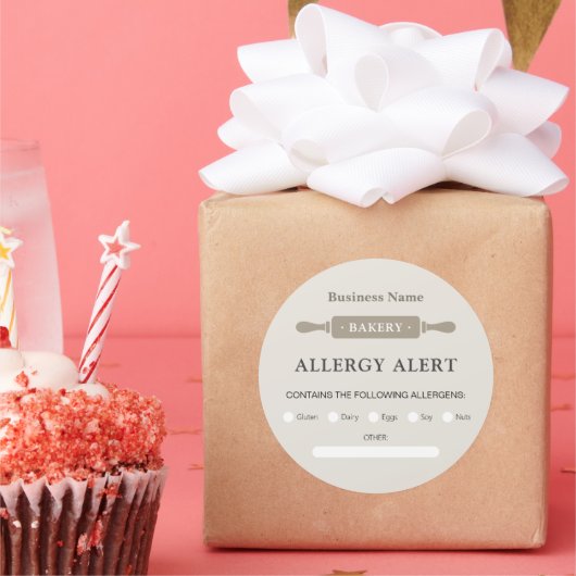 Food Safety Allergy Alert Bakery Rolling Pin ラウンドシール (パーティー)