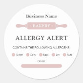 Food Safety Allergy Alert Bakery Rolling Pin ラウンドシール (正面)