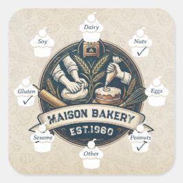 Food Safety Allergy Alert Bakery Store Pastry Chef スクエアシール