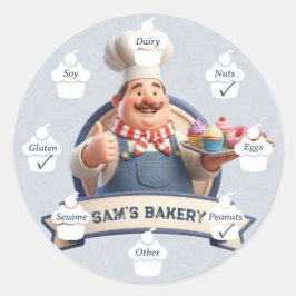 Food Safety Allergy Alert Bakery Store Pastry Chef ラウンドシール