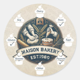 Food Safety Allergy Alert Rustic Bakery Cake Store ラウンドシール