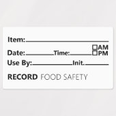 Food Safety Date Record Keeping ラベル (デザイン2)