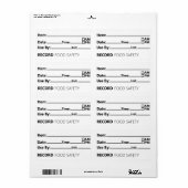 Food Safety Date Record Keeping ラベル (フルシート)