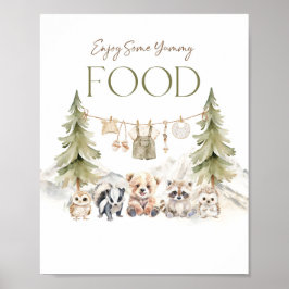Food Sign Woodland Adventure Boy Baby Shower ポスター