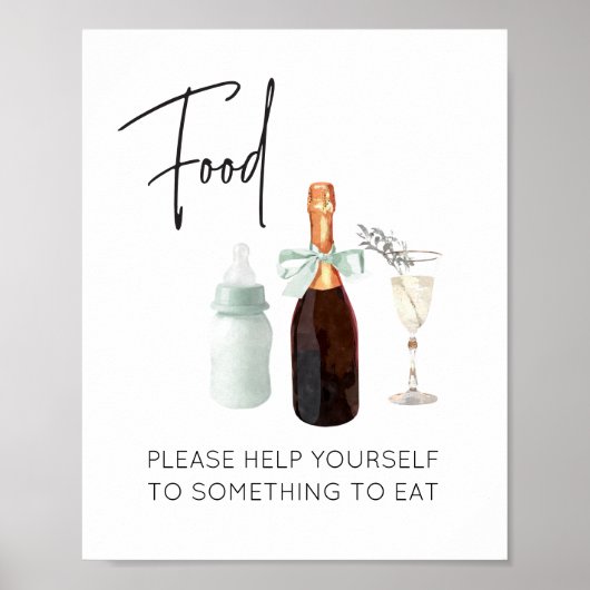 Food Station Sign for Baby Shower Green Sip & See ポスター (正面)