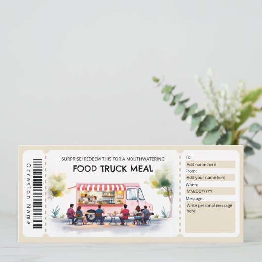  Food Truck Ticket Gift Certificate 招待状 (スタンド正面)