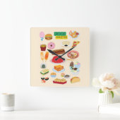 Food Varieties スクエア壁時計 (ホーム)