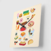 Food Varieties スクエア壁時計 (傾斜)