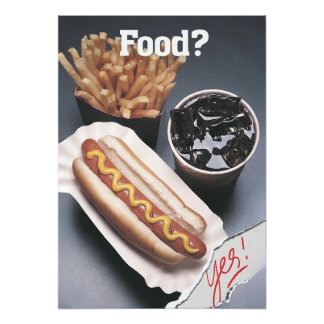 Food? Yes! Funny Hot Dog & Fries Art Print フォトプリント