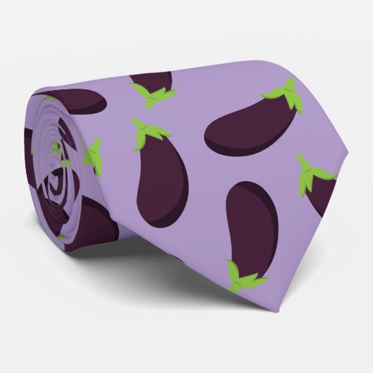 Foodie Aubergine Eggplant Patterned Purple ネクタイ (ロール)