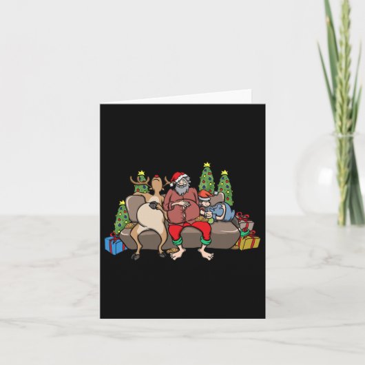 Foodie Gifts Food Coma Funny Christmas Pun Santa C カード (正面)