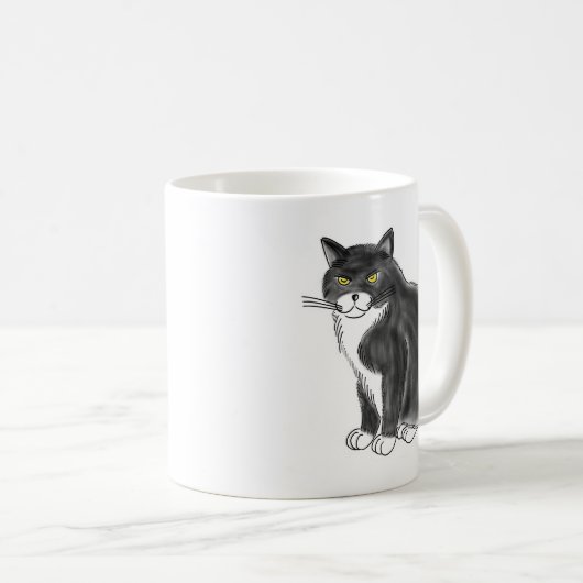 FooFooCat: ジャンボ柔らかいタキシード猫 コーヒーマグカップ (正面右)