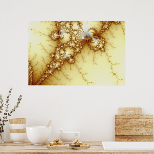 fools金ゴールド- Fractal Art ポスター (キッチン)